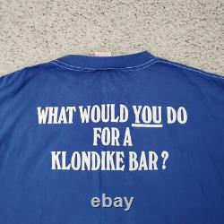 VINTAGE Klondike Shirt Mens Extra Large Blue Single Stitch Ice Cream USA 90s