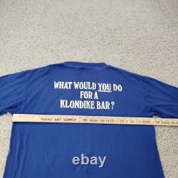 VINTAGE Klondike Shirt Mens Extra Large Blue Single Stitch Ice Cream USA 90s