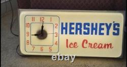 VINTAGE LARGE ELECTRIC LIGHT-UP HERSHEY'S ICE CREAM ADVERTISING CLOCK Excellent