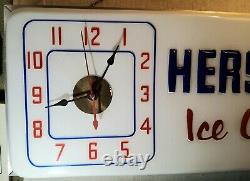 VINTAGE LARGE ELECTRIC LIGHT-UP HERSHEY'S ICE CREAM ADVERTISING CLOCK SIGN 24x11