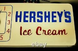 VINTAGE LARGE ELECTRIC LIGHT-UP HERSHEY'S ICE CREAM ADVERTISING CLOCK SIGN 24x11