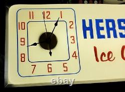 VINTAGE LARGE ELECTRIC LIGHT-UP HERSHEY'S ICE CREAM ADVERTISING CLOCK SIGN 24x11