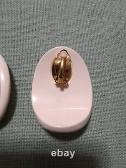 VTG 80s NEW WAVE LARGE CELLULOID ICE Cream SWIRLS RUNWAY CLIP-ON EARRINGS