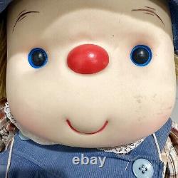 VTG Ice Cream Necklace Doll J Shin Yarn Hair Hat Blue Overall X-Large Hong Kong