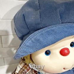 VTG Ice Cream Necklace Doll J Shin Yarn Hair Hat Blue Overall X-Large Hong Kong