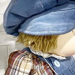 VTG Ice Cream Necklace Doll J Shin Yarn Hair Hat Blue Overall X-Large Hong Kong
