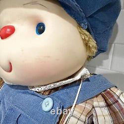 VTG Ice Cream Necklace Doll J Shin Yarn Hair Hat Blue Overall X-Large Hong Kong