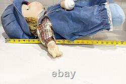 VTG Ice Cream Necklace Doll J Shin Yarn Hair Hat Blue Overall X-Large Hong Kong
