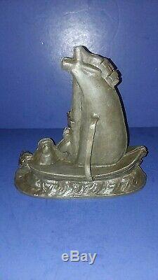 Very Rare Large 19th Century Banquet Pewter Ice Cream Mold Sail Boat 11