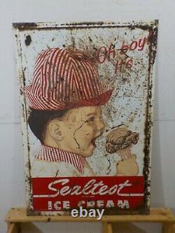 Very Rare Sealtest Ice Cream Large 36 X 24 Double Sided Metal Sign Graphics