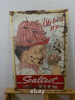 Very Rare Sealtest Ice Cream Large 36 X 24 Double Sided Metal Sign Graphics