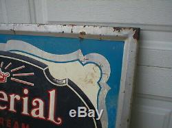 Vintage 1930's Imperial Ice Cream Dairy Products Embossed Metal Sign Large 38