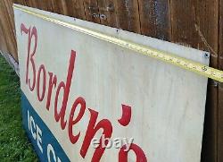 Vintage 1950s Borden's Ice Cream Large Metal Advertising Sign 8ft VERY NICE RARE