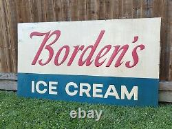 Vintage 1950s Borden's Ice Cream Large Metal Advertising Sign 8ft VERY NICE RARE