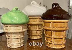 Vintage 1960's Soft Serve Ice Cream Cone Ceramic Cookie Jar Set