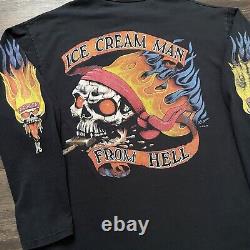 Vintage 1990s Biker Motorcycle Ice Cream Man From Hell Henley Shirt X-Large