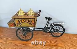 Vintage 23 Long 10 H 7 W Working Bicycle Ice Cream Cart, metal