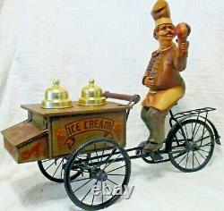 Vintage 24.5 Long Working Bicycle Ice Cream Cart with 16.5 Tall Chef Vendor