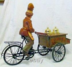 Vintage 24.5 Long Working Bicycle Ice Cream Cart with 16.5 Tall Chef Vendor