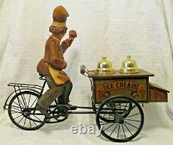 Vintage 24.5 Long Working Bicycle Ice Cream Cart with 16.5 Tall Chef Vendor