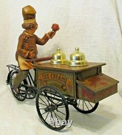 Vintage 24.5 Long Working Bicycle Ice Cream Cart with 16.5 Tall Chef Vendor