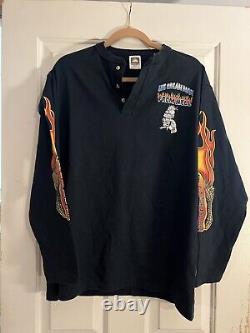 Vintage 90s Biker Motorcycle Shirt Henley Size Large Ice Cream Man From Hell USA