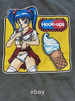 Vintage 90s Hook Ups Skateboards T Shirt Ice Cream Girl Size L Crosshairs