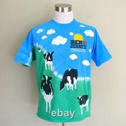 Vintage 90s Liquid Blue Ben & Jerrys Ice Cream Tie Dye Tee All Over Print Tshirt