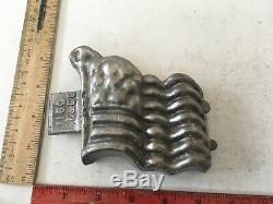 Vintage Antique Pewter Ice Cream Mold Large American Flag # 1160 E & Co