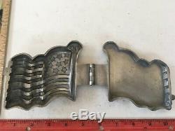 Vintage Antique Pewter Ice Cream Mold Large American Flag # 1160 E & Co