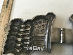 Vintage Antique Pewter Ice Cream Mold Large American Flag # 1160 E & Co