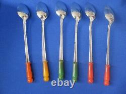 Vintage Bakelite Large Ice Cream Chrome Spoons By N. S. Co. Bakelite Handle