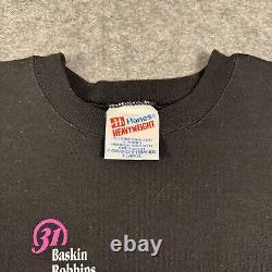 Vintage Baskin Robbins Sweatshirt XL Black 90s Ice Cream Employee Promo Crewneck