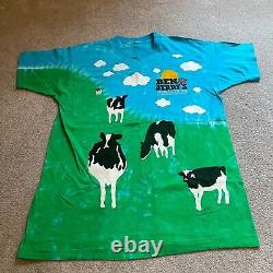 Vintage Ben & Jerrys Shirt Men XL Cow Euphoria Tie Dye Single Stitch Liquid Blue