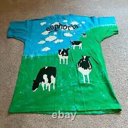 Vintage Ben & Jerrys Shirt Men XL Cow Euphoria Tie Dye Single Stitch Liquid Blue