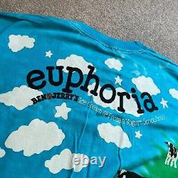 Vintage Ben & Jerrys Shirt Men XL Cow Euphoria Tie Dye Single Stitch Liquid Blue