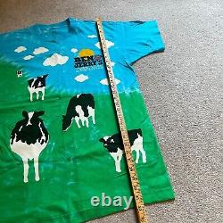 Vintage Ben & Jerrys Shirt Men XL Cow Euphoria Tie Dye Single Stitch Liquid Blue