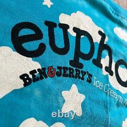 Vintage Ben & Jerrys Shirt Men XL Cow Euphoria Tie Dye Single Stitch Liquid Blue