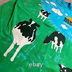 Vintage Ben & Jerrys Shirt Men XL Cow Euphoria Tie Dye Single Stitch Liquid Blue