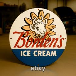 Vintage Borden's Ice Cream Heavy Metal Sign XL 19.7 (50 cm)