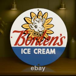 Vintage Borden's Ice Cream Heavy Metal Sign XL 19.7 (50 cm)