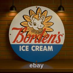 Vintage Borden's Ice Cream Heavy Metal Sign XL 19.7 (50 cm)