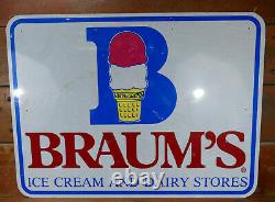 Vintage Braums Ice Cream & Dairy Store LARGE 48 Highway Advertising Sign