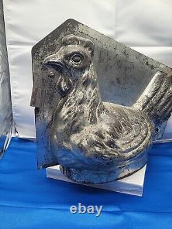 Vintage France Hen On Basket Large Tin Mold Cool Treats Ice Cream Chocolate