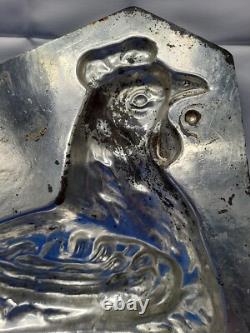 Vintage France Hen On Basket Large Tin Mold Cool Treats Ice Cream Chocolate