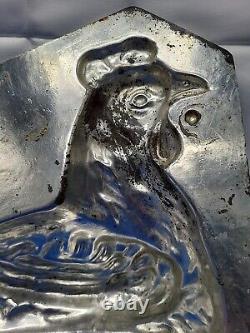 Vintage France Hen On Basket Large Tin Mold Cool Treats Ice Cream Chocolate