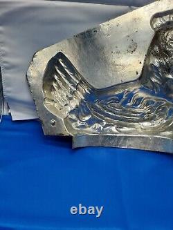 Vintage France Hen On Basket Large Tin Mold Cool Treats Ice Cream Chocolate