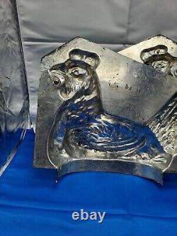 Vintage France Hen On Basket Large Tin Mold Cool Treats Ice Cream Chocolate