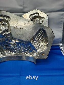 Vintage France Hen On Basket Large Tin Mold Cool Treats Ice Cream Chocolate