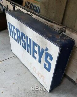 Vintage Hershey's Ice Cream Large Country Store Embossed Metal Box Sign